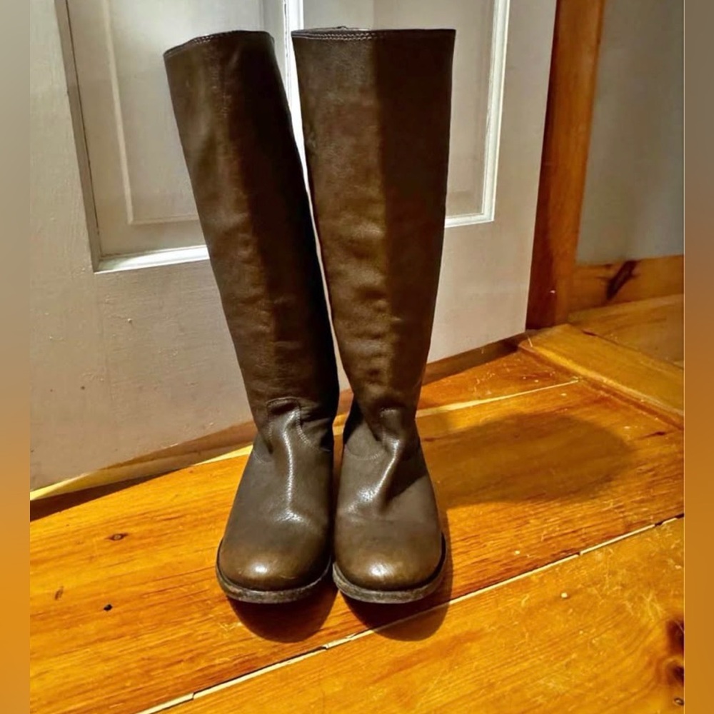 Frye Tall Leather Boots in Dark Brown